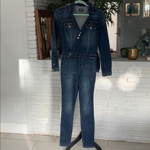 bebe jean jumpsuit